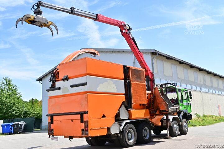 Faházszállító teherautó MAN 41.464  Häcksler + Kran 8x8 Allrad E3