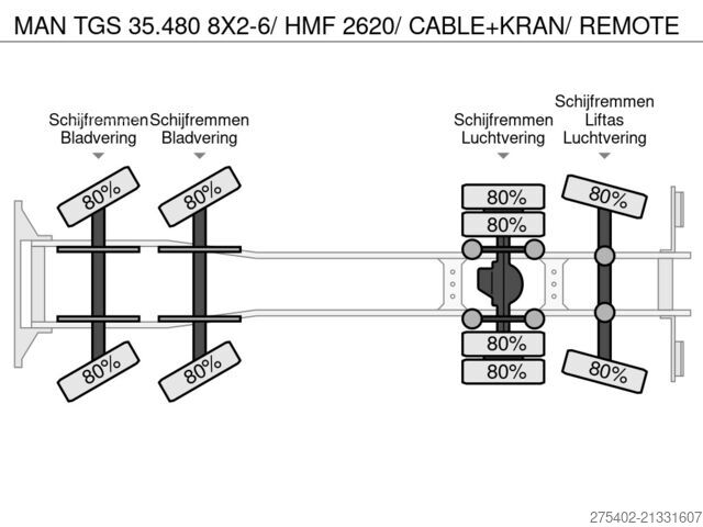 Kranwagen MAN TGS 35.480 8X2-6/ HMF 2620/ CABLE+KRAN/ REMOTE