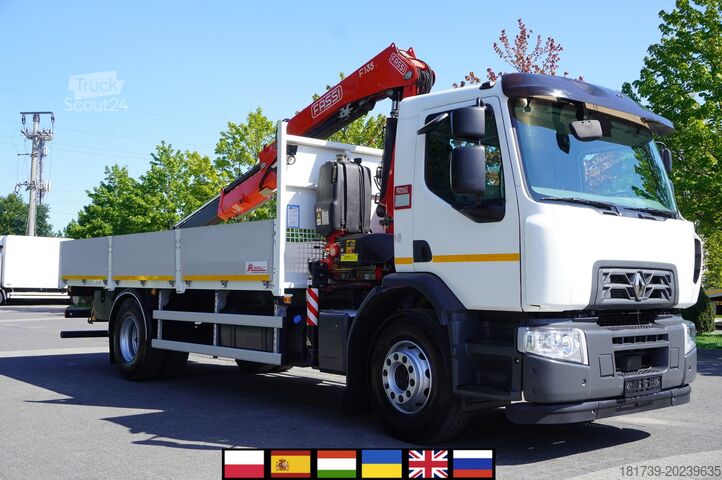 Tovornjak z ravno ploščo in dvigalom Renault C280 DTI 8 / FASSI crane 5.6T / range 8m