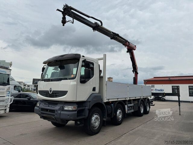 Камион с платформа RENAULT KERAX 460 * PRITSCHE * HMF KRAN 10,2N M *8 X 4*