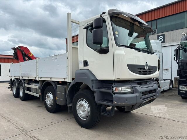 Камион с платформа RENAULT KERAX 460 * PRITSCHE * HMF KRAN 10,2N M *8 X 4*