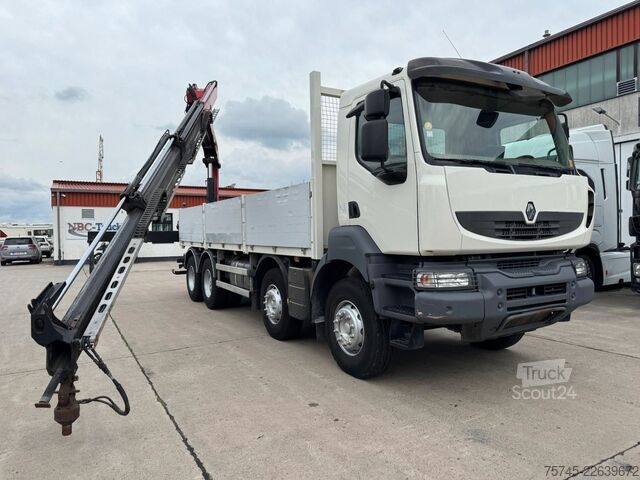 Камион с платформа RENAULT KERAX 460 * PRITSCHE * HMF KRAN 10,2N M *8 X 4*