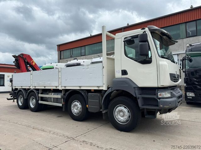 Камион с платформа RENAULT KERAX 460 * PRITSCHE * HMF KRAN 10,2N M *8 X 4*