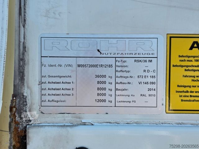 Semirimorchio frigorifero ROHR RSK/36 IM / Ldbw/ Trennwand mit Doppelverdampfer