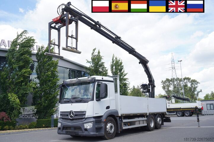 Plošina s jeřábem Mercedes-Benz Antos 2540 6x2 / 170 tho. km / HDS HIAB