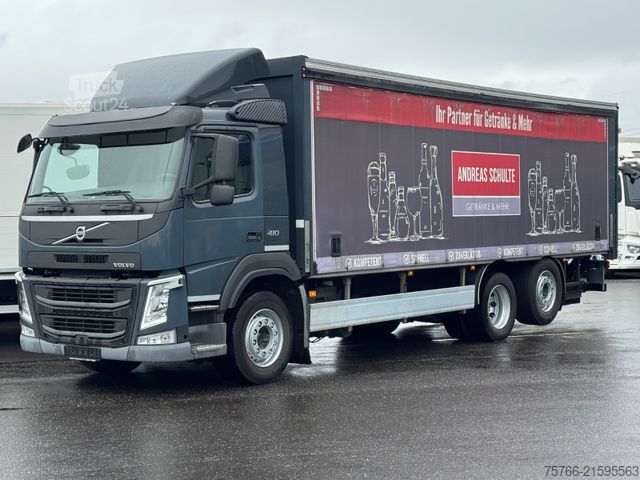 Autocarro con pianale e telone VOLVO FM 410 / LBW / 2 x AHK / LENKACHSE / 19 PAL