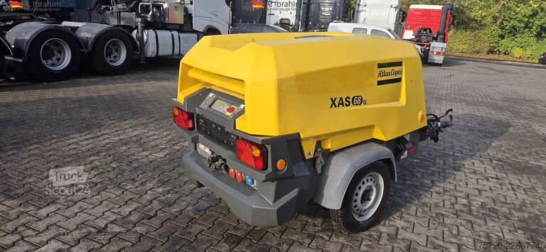 Compressore Atlas Copco XAS 68 KDG Kompressor mit Generator 12 KVA einsatzbereit 7 bar 3000rpm speed