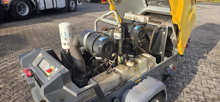Compressore Atlas Copco XAS 68 KDG Kompressor mit Generator 12 KVA einsatzbereit 7 bar 3000rpm speed