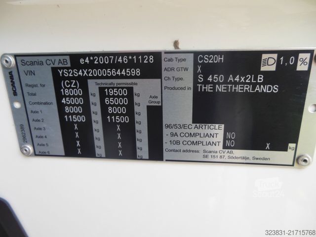Standartinis vilkikas SCANIA Scania S 450, VOLL LUFT,RETARDER,STANDKLIMA,TOP!