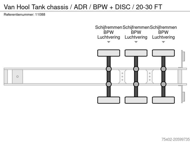 Konteinerių vežimas Van Hool Tank chassis / ADR / BPW + DISC / 20-30 FT