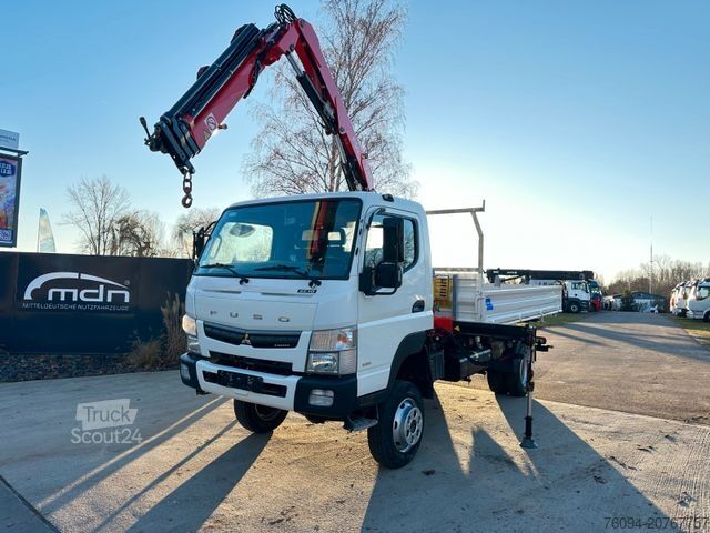 Driezijdige kipper bestelwagen FUSO Canter 7C18 4x4 Kipper KRAN 11m Greifer AHK