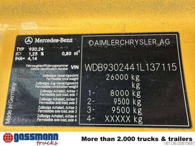 Châssis de camion Mercedes-Benz Actros 2741 L 6x4