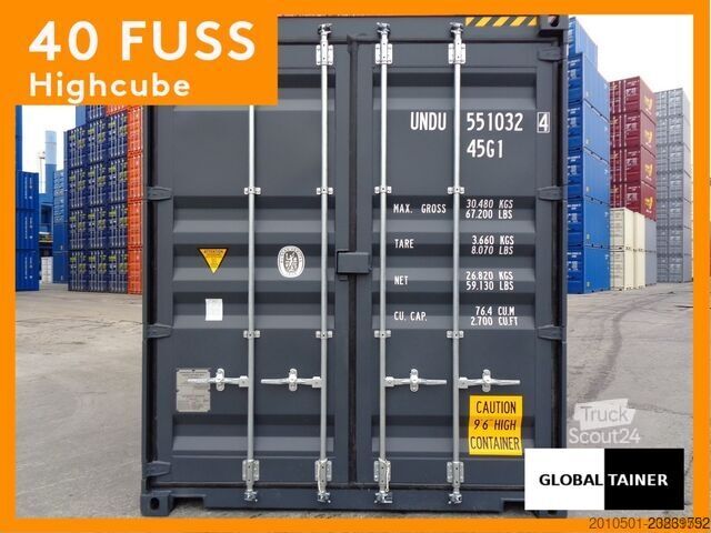 40 Fuß High Cube Seecontainer / one Way Anthrazit / Lagercontainer / 12 Meter