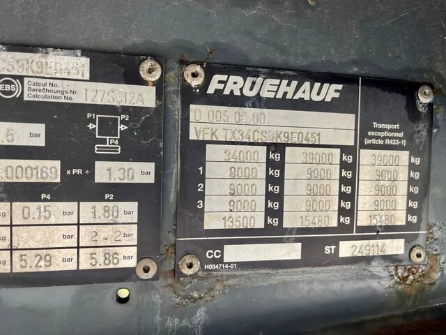 Schuifzeilen Fruehauf SAF,  pallet box, sliding  roof