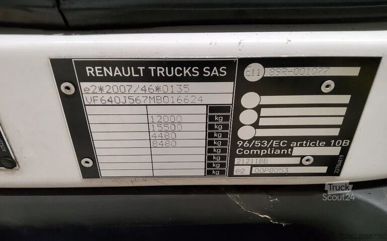 Bőrönd Renault D 240 P4x2 BAKWAGEN - EURO 6 - 12 TON - 61-BRK-3