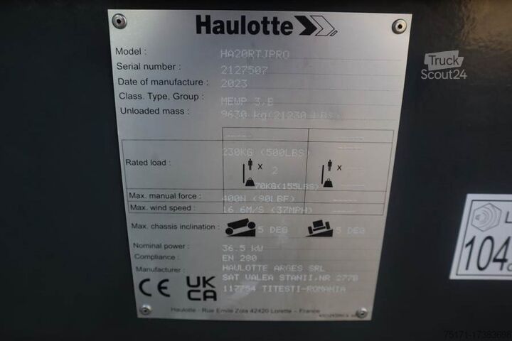 Articulated telescopic work platform Haulotte HA20RTJ Pro Valid inspection, *Guarantee! 20.6 m W