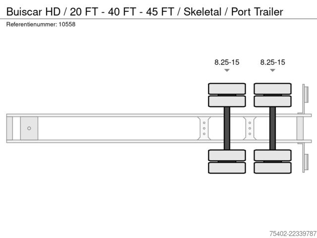 Transport af containere Buiscar HD / 20 FT - 40 FT - 45 FT / Skeletal / Port Tr...