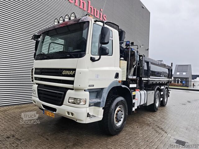 Vrachtwagen met kraan Ginaf X 3335 410 6x6 HMF 1643Z2 3 Seitenkipper Bordma...