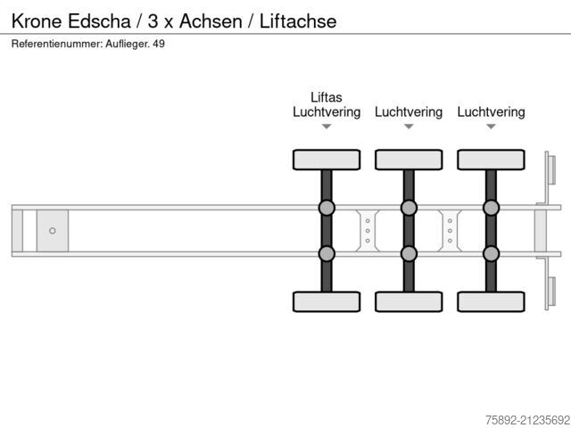 Брезент Krone Edscha / 3 x Achsen / Liftachse