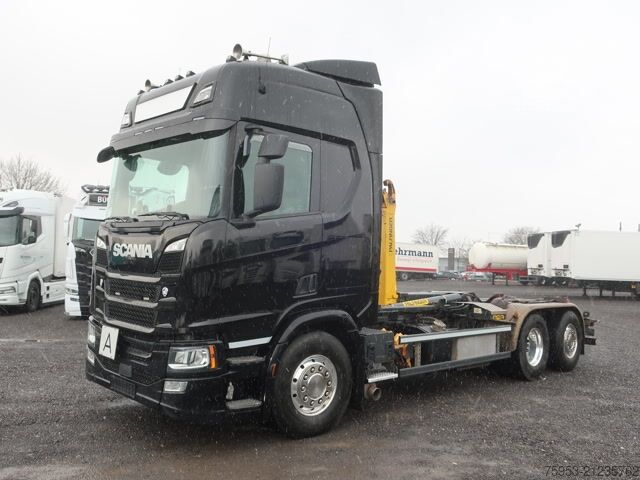 Camion benne à bras amovible Scania R 500 6x2/4 NGS Lenkachse Meiller Leder Vollluft