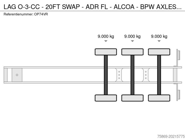 Transport de conteneurs LAG O-3-CC - 20FT SWAP - ADR FL - ALCOA  - BPW AXLE...