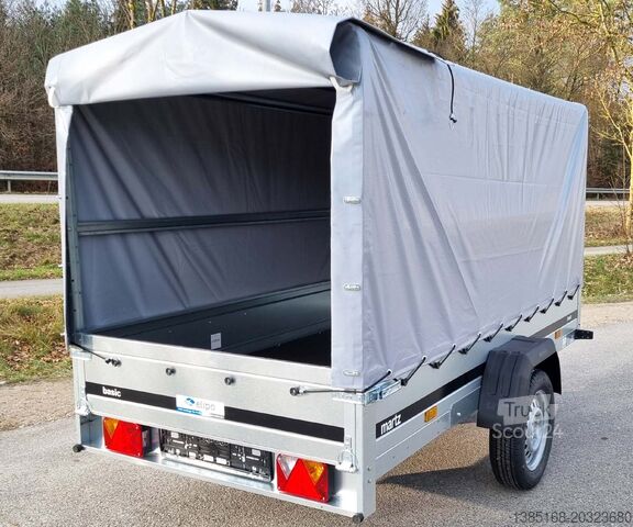 Ремарке с нисък товарач Martz Kastenanhänger Tieflader 750kg 264cm x 126cm kippbar Hochplane 140cm