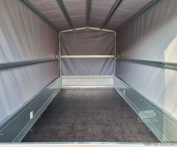 Ремарке с нисък товарач Martz Kastenanhänger Tieflader 750kg 264cm x 126cm kippbar Hochplane 140cm