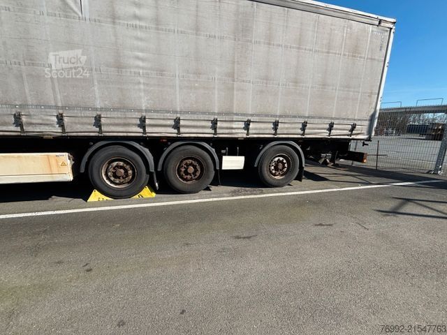 Open semitrailer with tarp KRONE SD Plane+ Lenkachse + Mitnahmestapler
