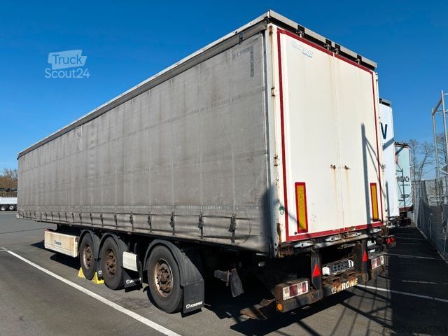 Open semitrailer with tarp KRONE SD Plane+ Lenkachse + Mitnahmestapler