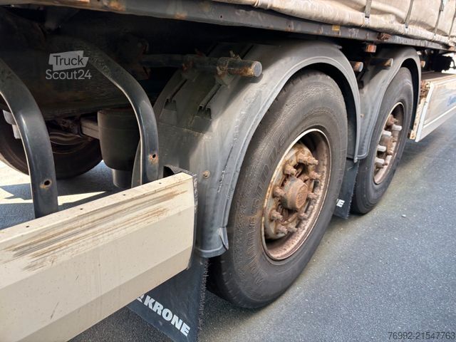 Open semitrailer with tarp KRONE SD Plane+ Lenkachse + Mitnahmestapler