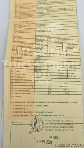 Krautuvas sumontuotas ant sunkvežimio SCANIA G 400 / 27m Kran Palfinger PK 27002 + Flyjib