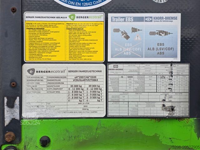 Atvērta puspiekabe ar tentu BERGER SAPL 24 / Coilmulde / 5.560 kg