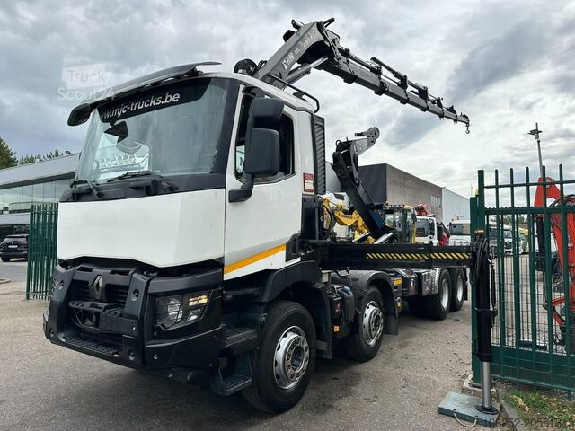 Containertransport (haakarmsysteem) Renault C460 8x4 HOOKLIFT + (19m!) CRANE HIAB 288 E-6 H...