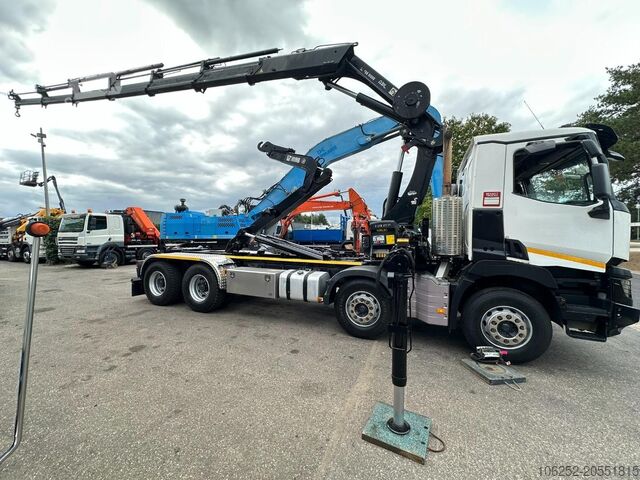 Containertransport (haakarmsysteem) Renault C460 8x4 HOOKLIFT + (19m!) CRANE HIAB 288 E-6 H...