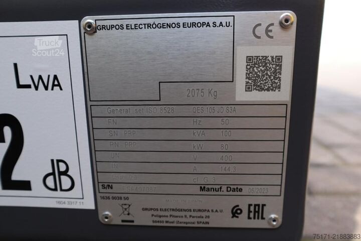 Aggregato Atlas Copco QES 105 JD S3A ESF Valid inspection, *Guarantee! D