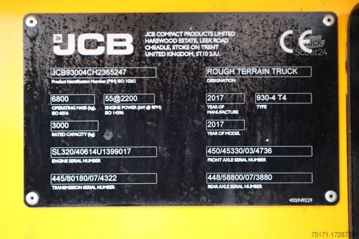 Stivuitor cu furcă pentru toate tipurile de teren JCB 930-4 T4 Valid inspection, *Guarantee! Diesel, 4x4