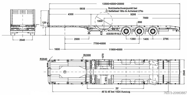 Oplegger met vlakke laadvloer Faymonville MAX Trailer 3-A-Mega-Tele-Plateau-Radmul