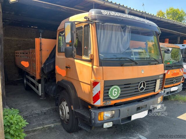 Camion plateau MERCEDES-BENZ LK 1324 6 Zylinder*Hiab 102 kran*OM 366Schalter*