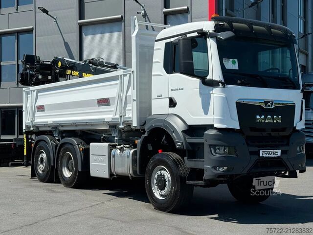 Camion-benne avec grue MAN TGS 28.440 6x4-4 BL 2-Seitenkipper Recycling Kran