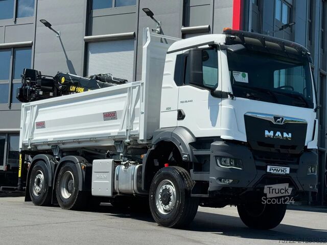 Camion-benne avec grue MAN TGS 28.440 6x4-4 BL 2-Seitenkipper Recycling Kran