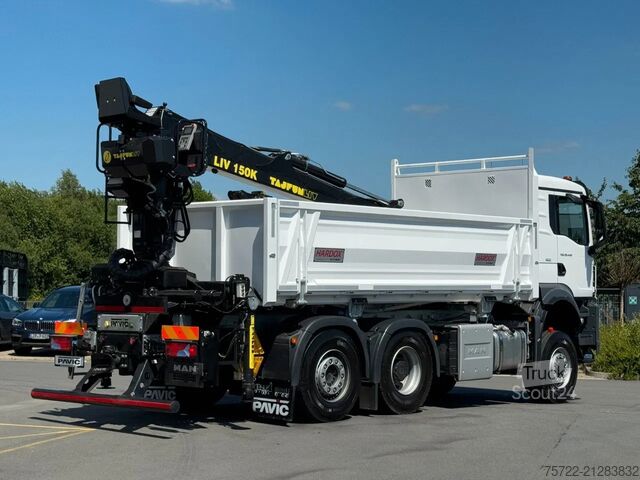 Camion-benne avec grue MAN TGS 28.440 6x4-4 BL 2-Seitenkipper Recycling Kran