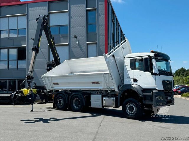 Camion-benne avec grue MAN TGS 28.440 6x4-4 BL 2-Seitenkipper Recycling Kran
