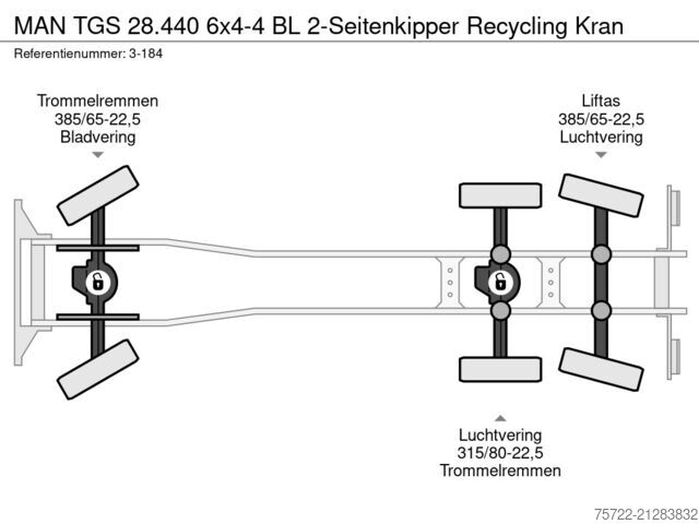 Tipper med kran MAN TGS 28.440 6x4-4 BL 2-Seitenkipper Recycling Kran