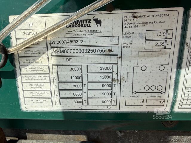 Véhicule utilitaire Schmitz Cargobull 3 Achs Mega Power Curtain TOP Reifen TÜV 09 26