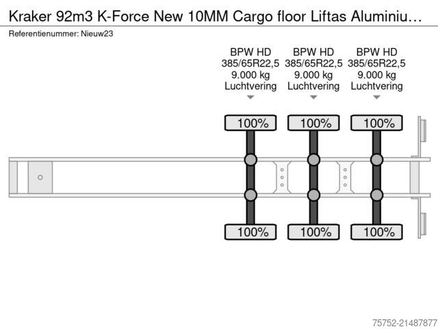 Piso móvel Kraker 92m3 K-Force New 10MM Cargo floor Liftas Alumin...