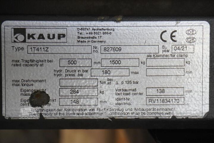 çatal konumlandırıcı KAUP 1T411Z;  Breite: 1.130 mm