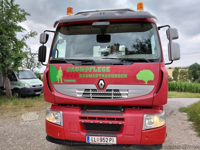 Hakowiec z żurawiem załadunkowym Atlas Renault Premium Lander 410.26