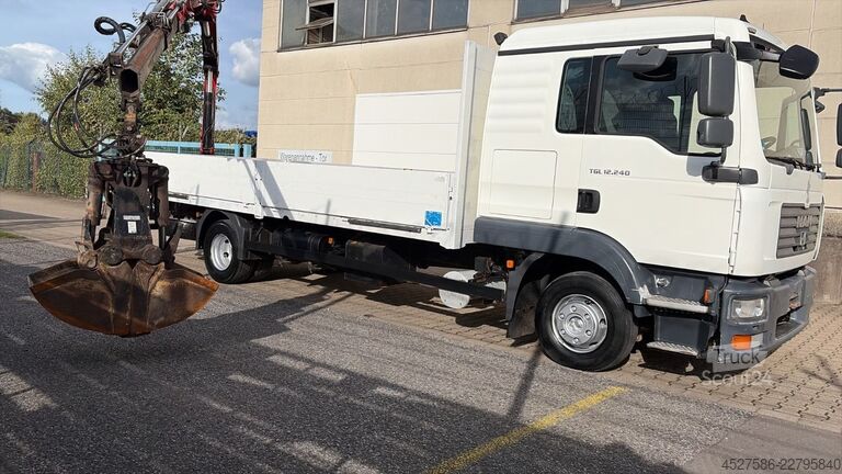 Automobilis ar plakanu platformu MAN TGL 12.240*MAXI PRITSCHE*FASSI KRAN*KLIMA*
