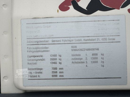 Trijų pusių savivartis sunkvežimis MAN TGA 33.430 6X4 MEILLER KIPPER, BORDMATIK, MANUEL, E3