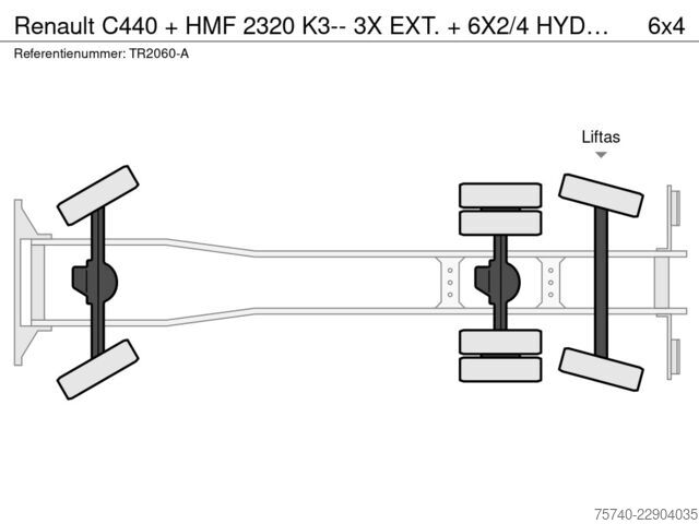 Kranwagen Renault C440 + HMF 2320 K3-- 3X EXT. + REMOTE + HAAKARM...